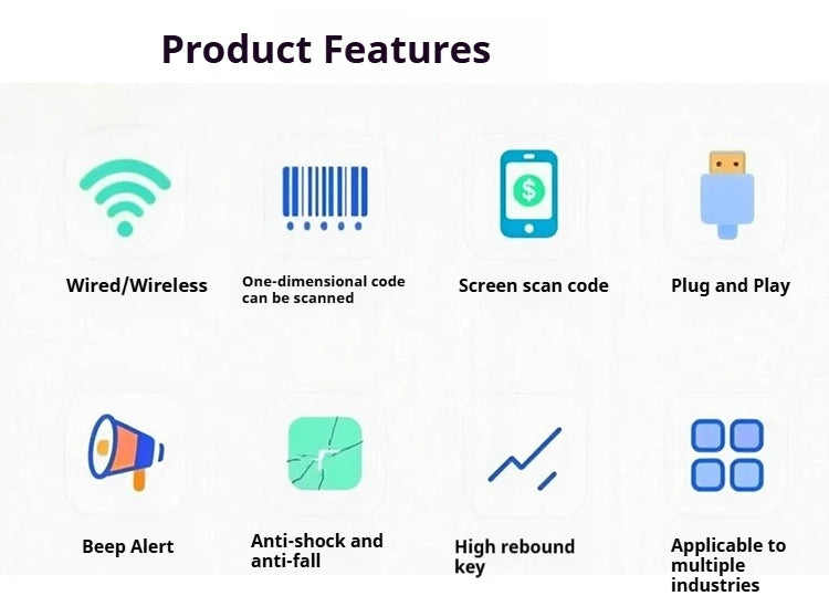Wireless Handheld 2D Bluetooth Barcode Scanner PDF417 Data Matrix QR Code Reader with LCD Screen Display Image Logistic Reader