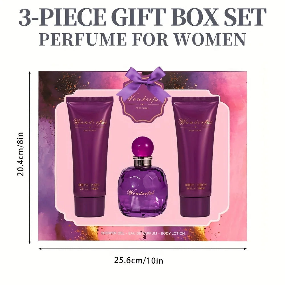 Bath and Body Gift Set for Women & Girls 1.7fl.oz Eau de Parfum Spray 2.8fl.oz Shower Gel 2.8fl.oz Body Lotion Women's Fragrance