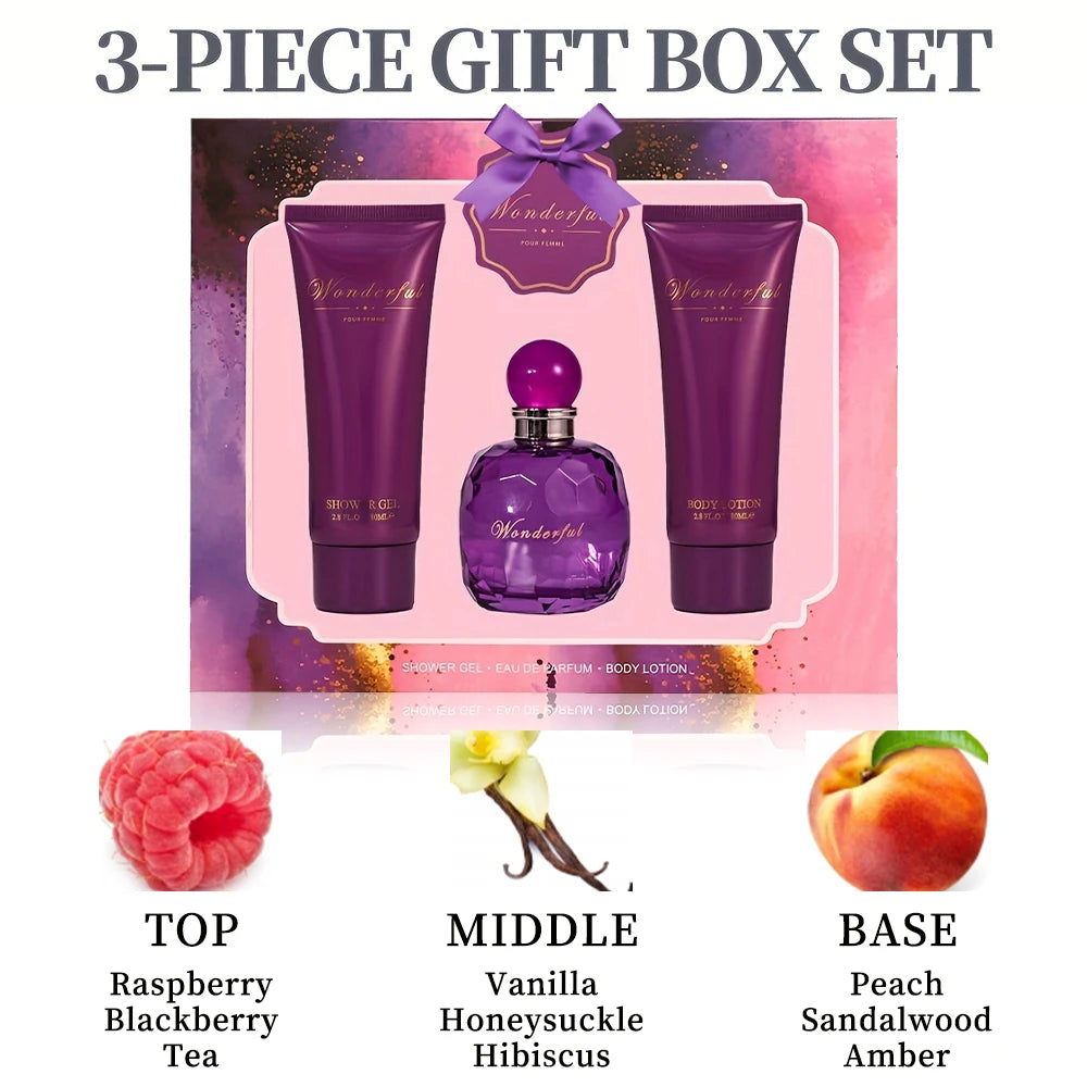 Bath and Body Gift Set for Women & Girls 1.7fl.oz Eau de Parfum Spray 2.8fl.oz Shower Gel 2.8fl.oz Body Lotion Women's Fragrance