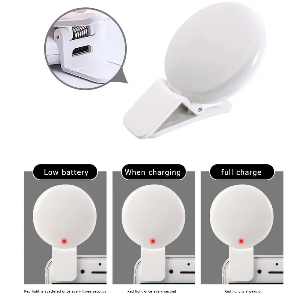 Mobile Phone Fill Flash Lens Ring Light Lamp Portable Clip Three Stop Dimming Mini Durable Practical 10 LED Selfie Ring Beauty
