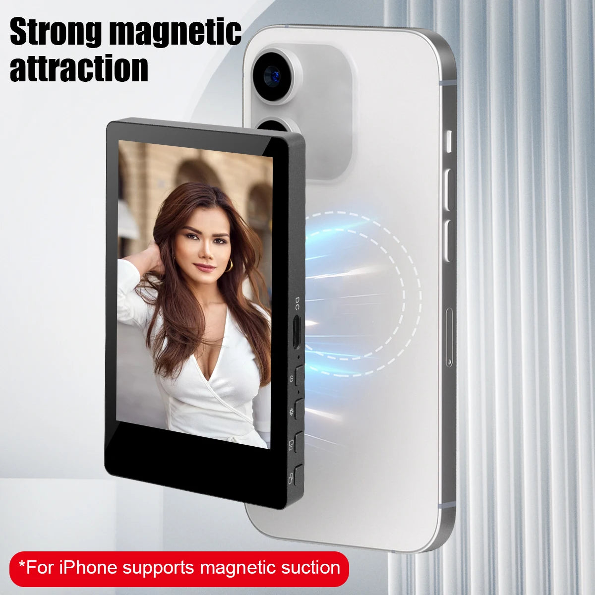 Wireless Magnetic Mount Vlog Selfie Monitor Screen Phone Rear Camera Selfie WiFi Bluetooth Connection for Selfie Live Vlog