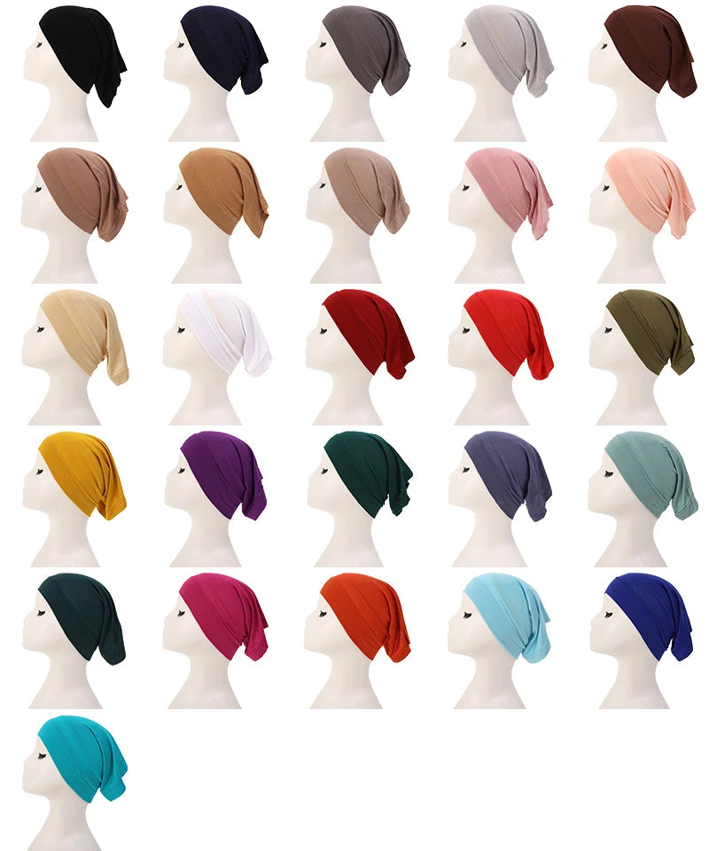 Fashion Muslim Hijab Caps Solid Underscarf Women Veil Modal Cotton Hijab Muslim Scarf Turbans Head  Women's Hijabs Hat Islamic