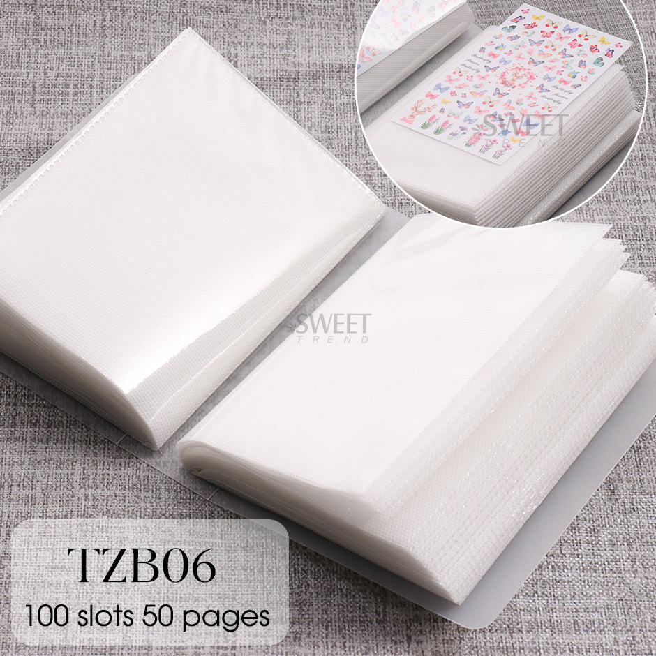 100 Slots Nail Stickers Storage Book Empty Album Collecting Decals Organizer Holder Display Notebook Manicure Nail Tools SATZB06
