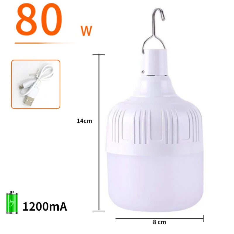 Portable Camping Light USB Rechargeable LED Emergency Lamp Bulb Hook Up Tent Light Garden Lighting Fishing Lantern Night Lights