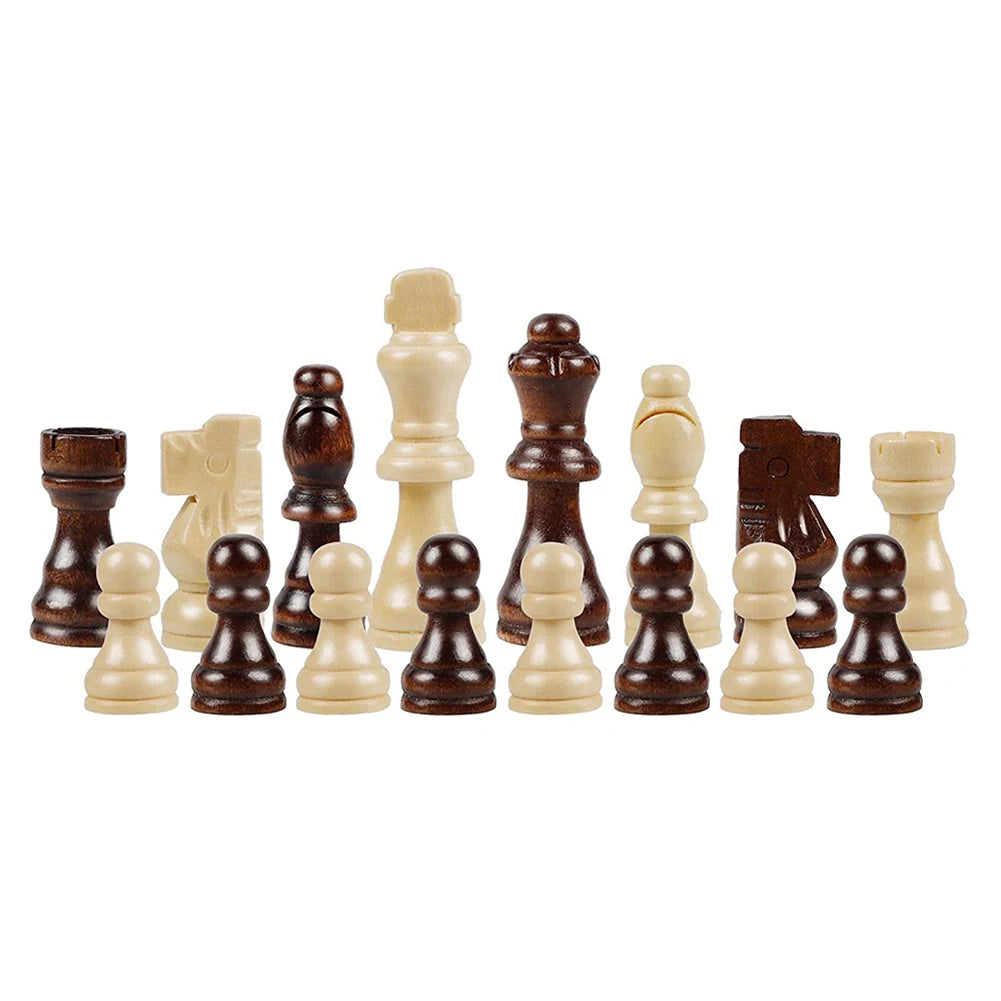 Wooden Chess Game Pawns Standard Tournamen Staunton 32PCS Chess Pieces Only 2.2in King Figures for Chess Board Game