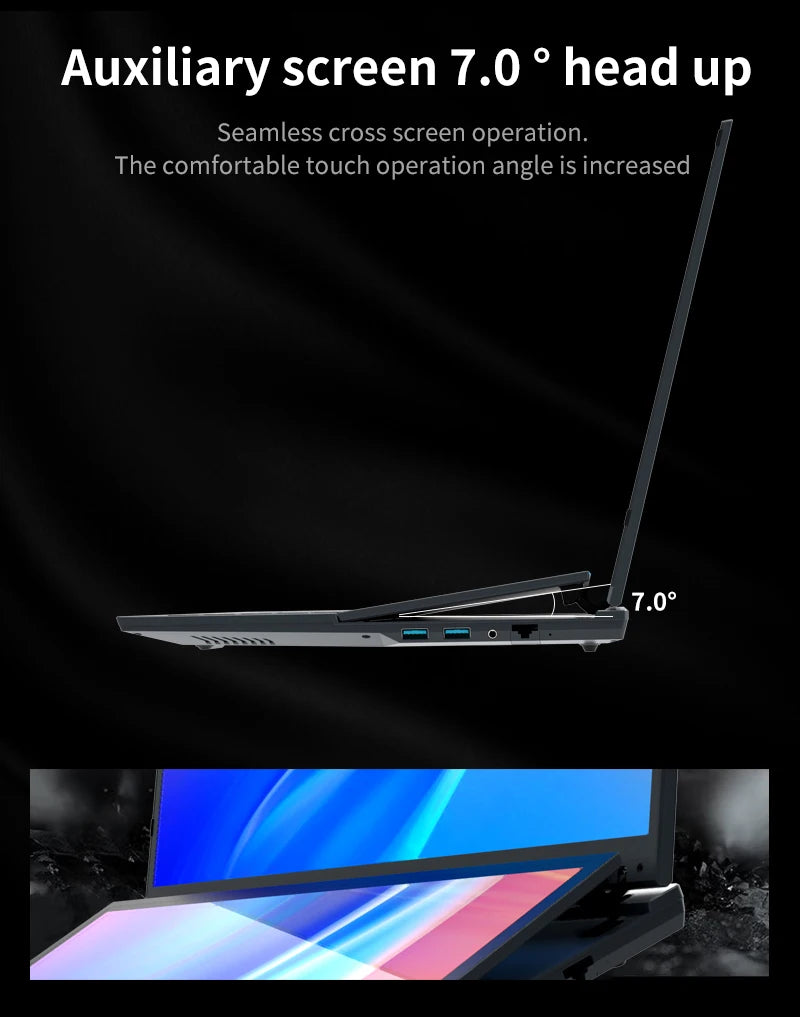 Topton Dual Screen Gaming Laptop 16 Inch IPS + 14'' Touch Intel i9-10885H I7-10750H Max 64GB 4TB Slim Notebook Gamer PC Computer