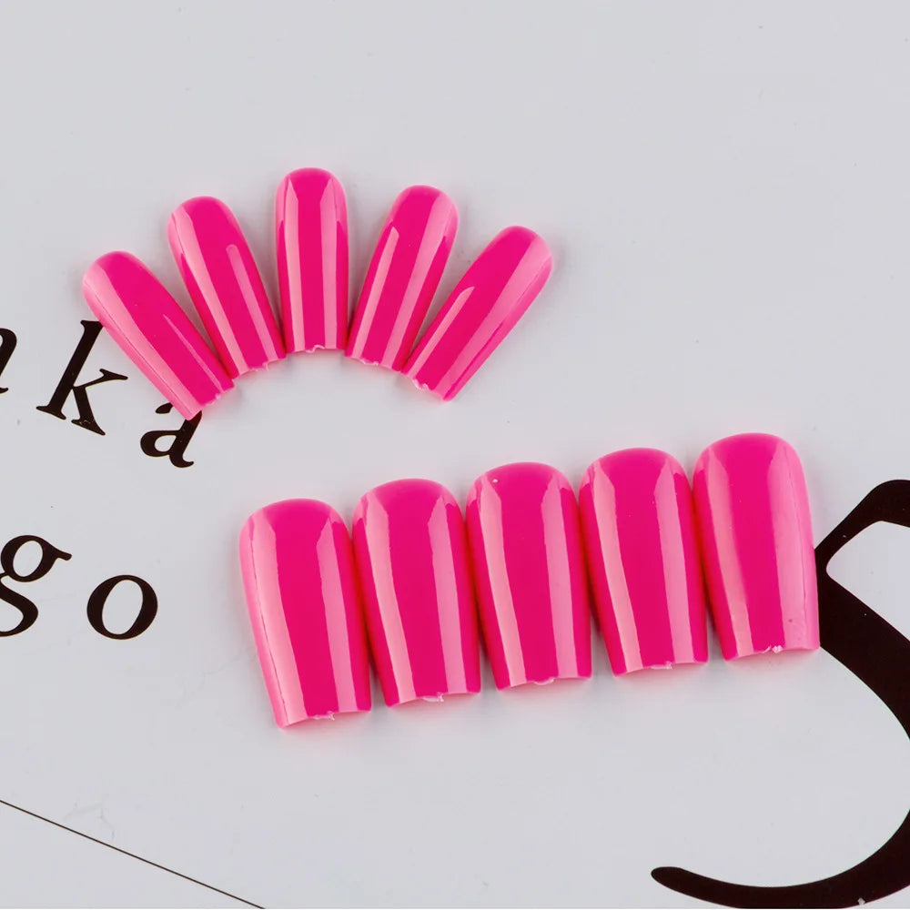 24 Pcs Solid Color Nail Tips Extension System Soft Gel Fake Nail Sculpted Square Full Cover Press on Nail Tips Artificial Nails