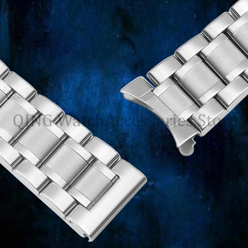 Arc Flat End Solid Stainless Steel Watchband for Tissot Butterfly Clasp Strap 12 13 14 15 16 17 18 19 20 21 22 23 24mm Universal
