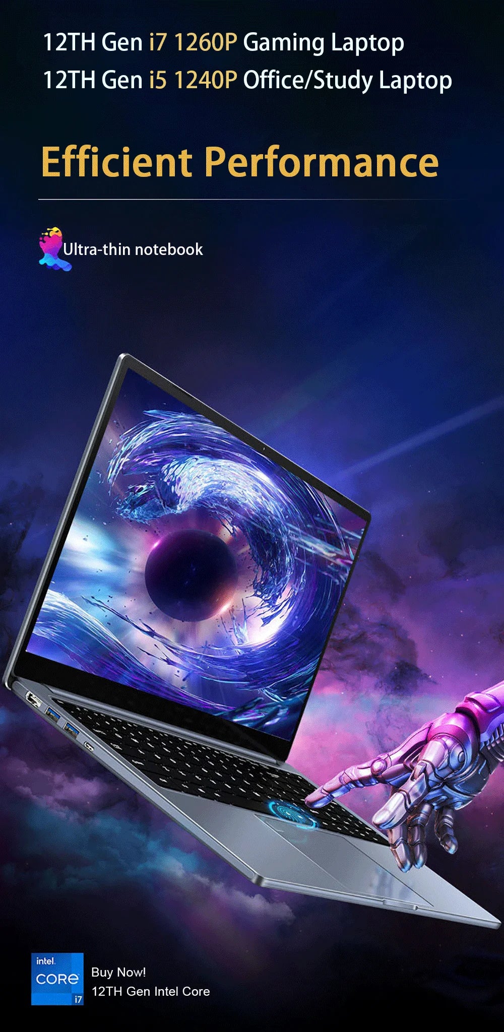 15.6 Inch Laptop Intel Core i9-12900H/i9-10885H Windows 11 Por 2*DDR4 2*M.2 SSD Ultrabook Computer Fingerprint Unlock WIFI5 BT