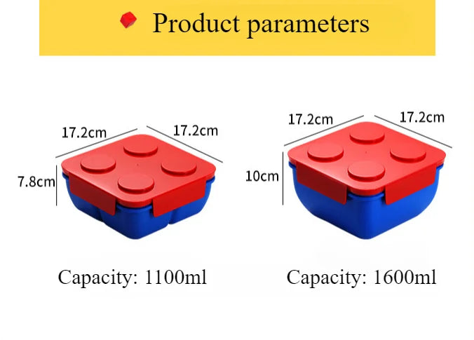 Creative DIY Building Block Lunch Box Modular Portable Bento Box for Children Student Sandwichs Fruit Salad Container Dinnerware
