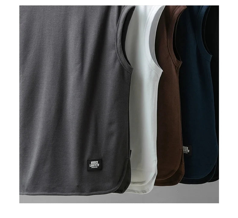 DUKEEN Heavyweight Pique Fabrics Tank Top Men 2024 Summer Sports Fitnesssleeveless T-Shirt Loose Solid Color Tops