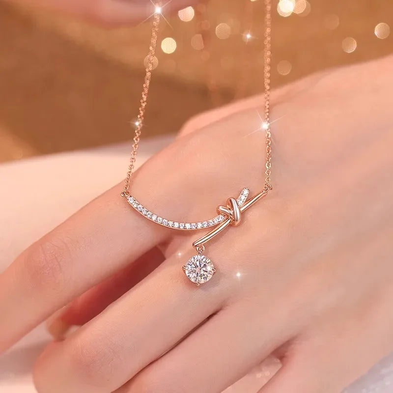 1CT/5*5MM Square Princess Cut Real Moissanite Necklaces  Original 925 Silver Elegant Luxury Diamond Pendants Necklace for Women