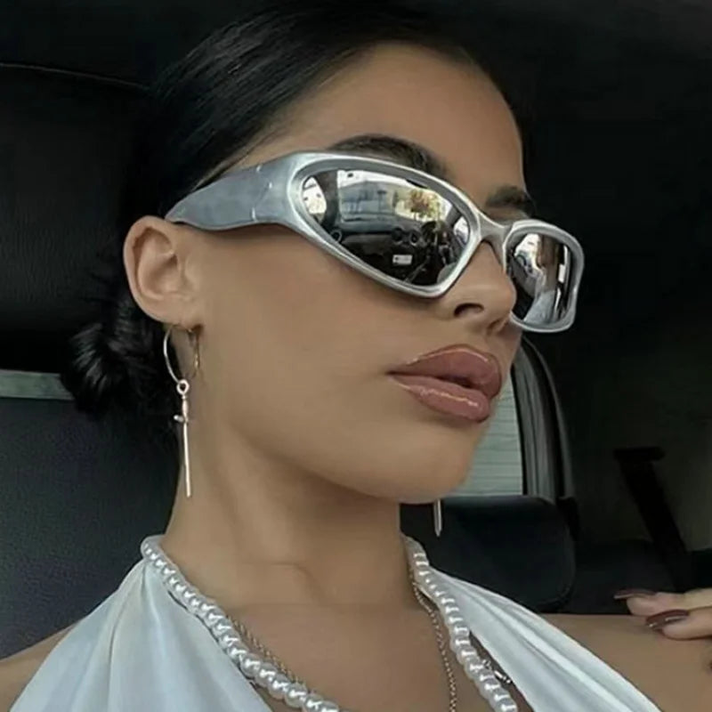 Vintage Steampunk Sunglasses Men Women Fashion Punk Irregular Y2K Mirror Shades Rideing Eyeglasses Eyewear Sun Glassses UV400