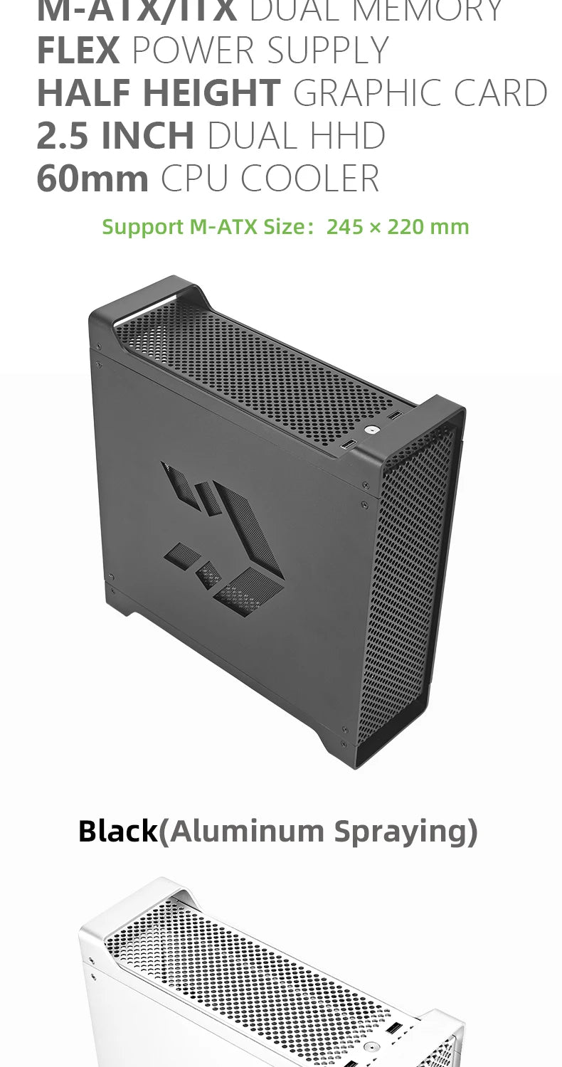 METALFISH G5 Computer Case PC Gamer Micro ATX HTPC Case Desktop Gaming All-aluminum Slim Chassis Supports Knife Card FLEX Power