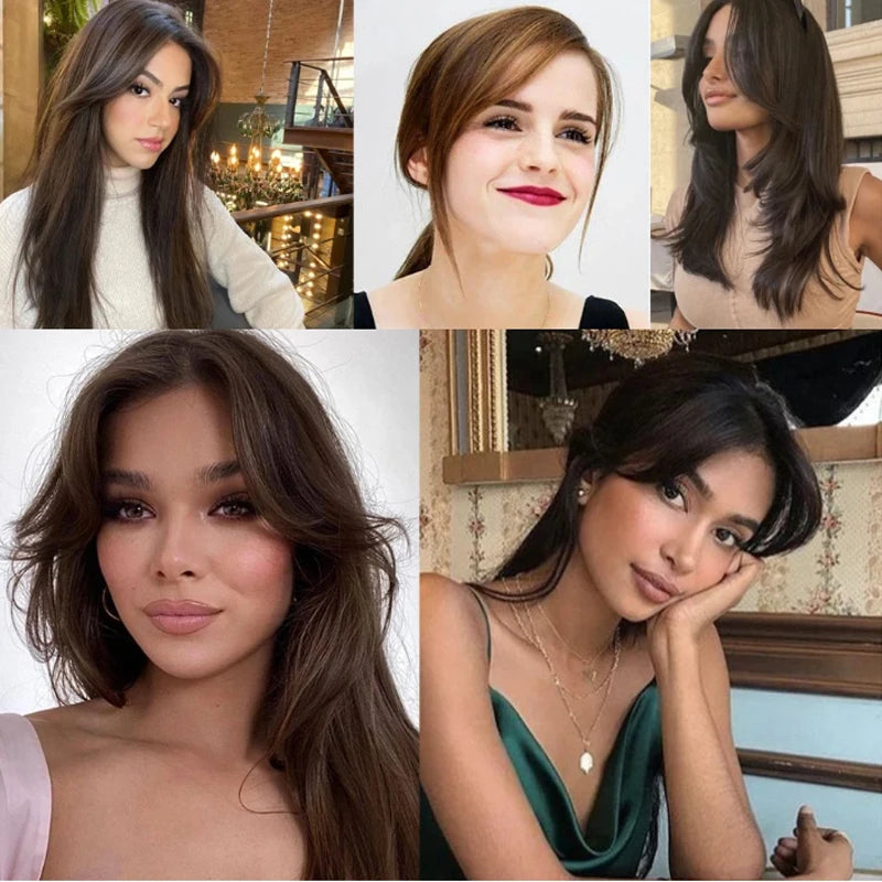 Synthetic Bangs Wig Realistic Bangs Hairpiece Natural Wispy 3d Bangs Hair Extensions for Women