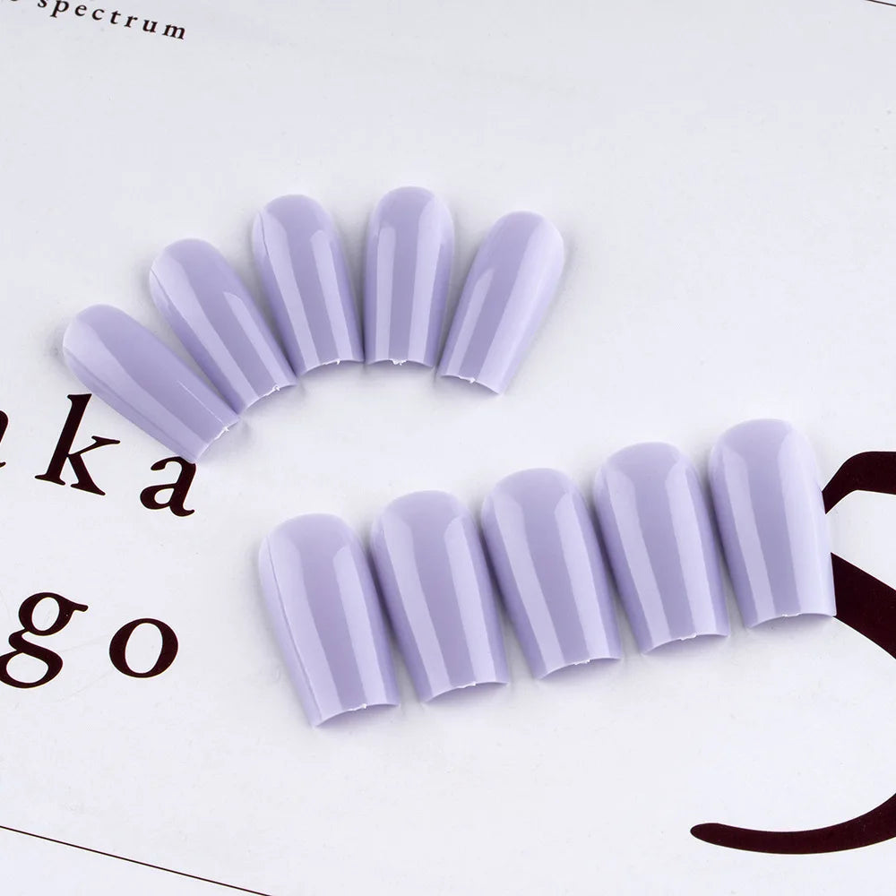 24 Pcs Solid Color Nail Tips Extension System Soft Gel Fake Nail Sculpted Square Full Cover Press on Nail Tips Artificial Nails