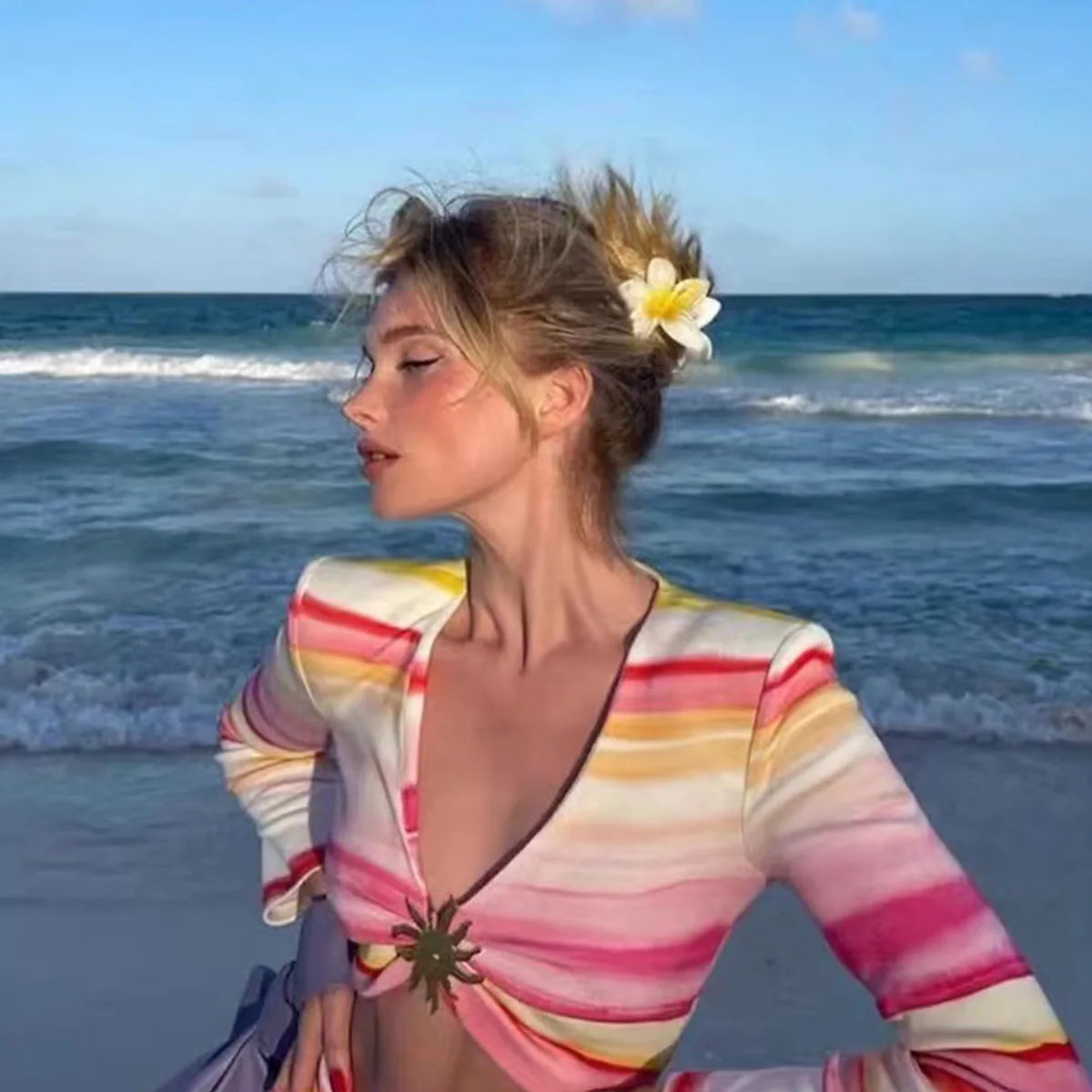 Gradient Large Flower Acrylic Hair Clip for Women Sweet Hairpins Hair Claws Crab Clamp Barrettes Hawaiian Hair Accessories