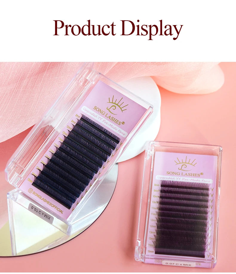 SONG LASHES Y Shape Ombre Color Lashes  Two tip C/D Curl Premade Volume Lashes Individual Eyelash Extension Supplies