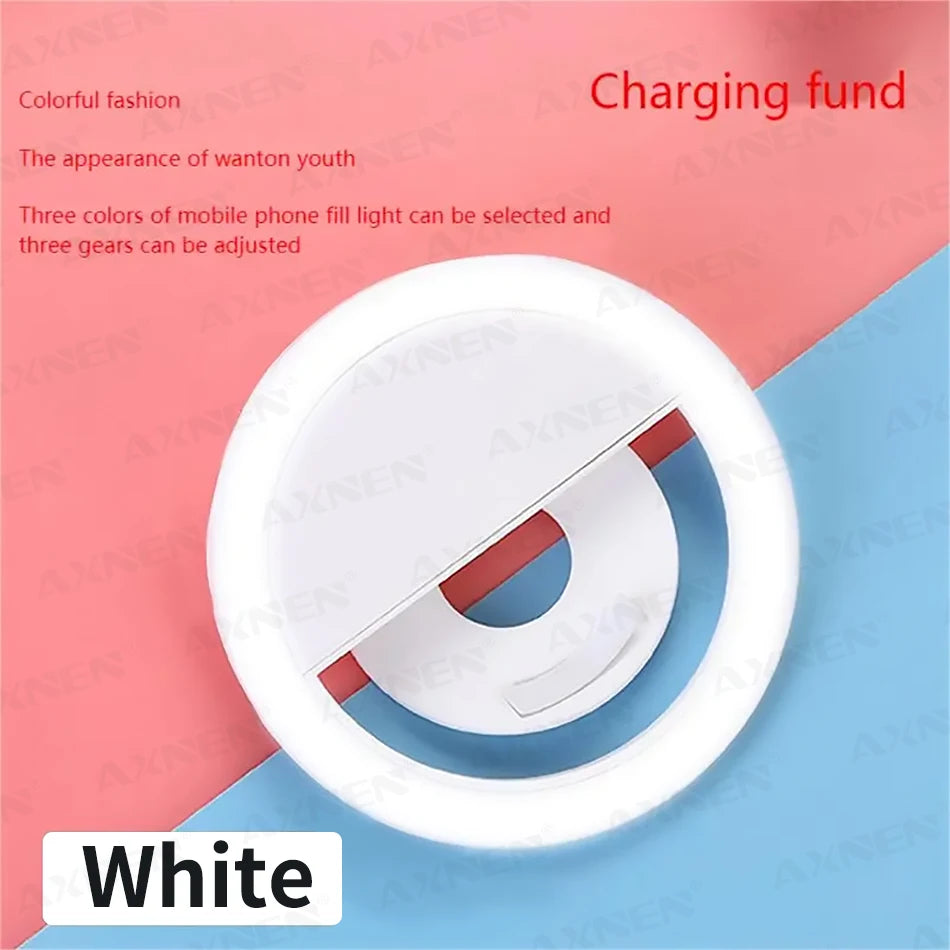 LED Light Ring with USBcharging Phone Lens Selfie Light Mini Circular Fill Light Clip Compatible with iPhone Samsung Xiaomi Poco