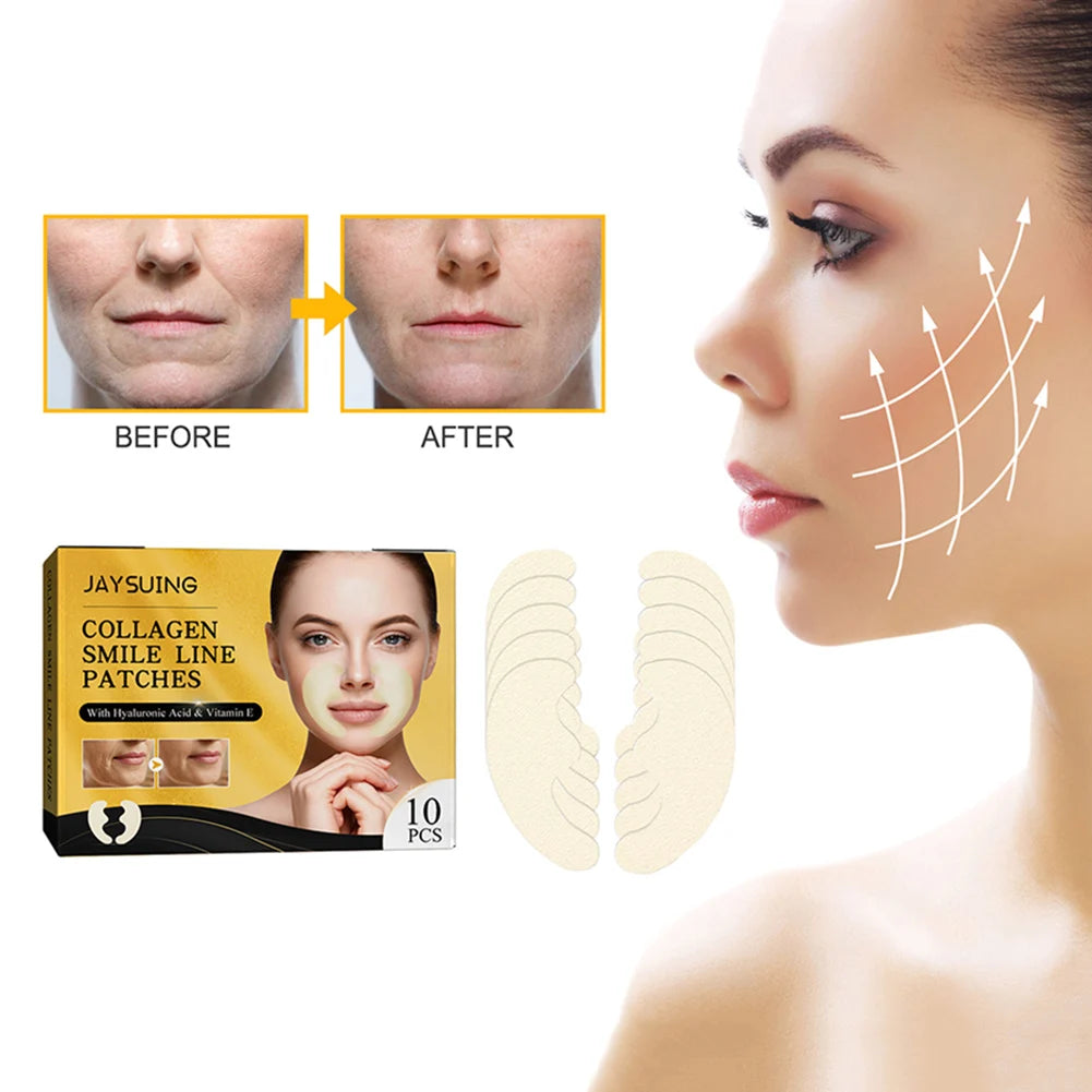 10pcs/Box Forehead Line Removal Patch Nasolabial Folds Collagen Wrinkle Face Patch Anti-Aging Face Lift Beauty Skin Care Pad