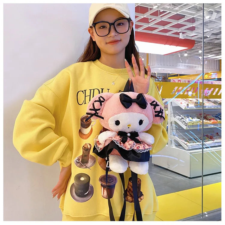 Wholesale Sanrio Plush Kuromi Backpack My Melody Backpack Shoulder Bag Kawaii Plush Toys Lolita Daypack Plushies Doll Girl Gift