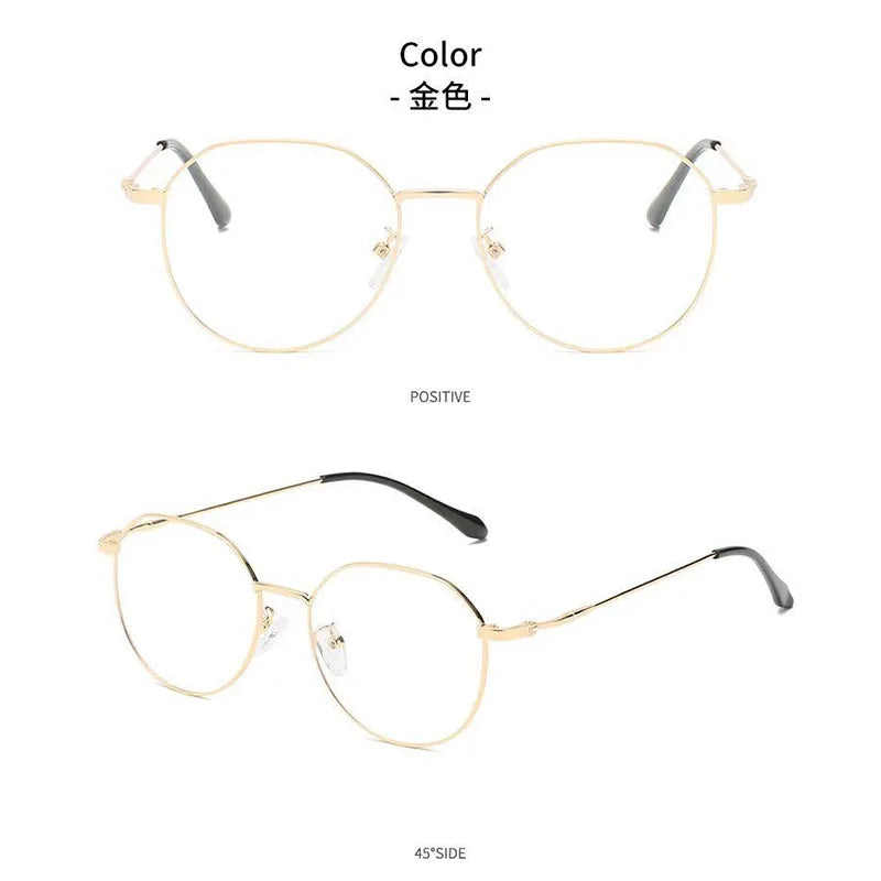 Vintage Anti Blue Light Glasses Metal Frame Optical Simple Women Men Transparent Eyewear Goggles Blue Ray Blocking Eyeglasses
