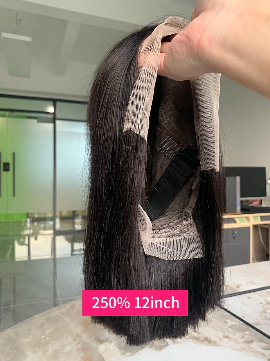 Raw Hair Vietnamese 250 Density 100 Human Hair Lace Frontal Wigs Straight Natural Black 13x6 Bob Wig Lace Front Human Hair Wigs