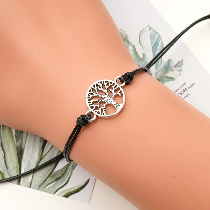 2Pcs/Lot Adjustable Life Tree Bracelets for Women Men Gift Handmade Braid String Rope Bracelet Friendship Prayer Jewelry