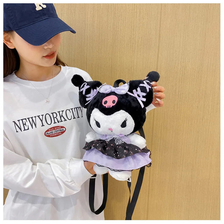 Wholesale Sanrio Plush Kuromi Backpack My Melody Backpack Shoulder Bag Kawaii Plush Toys Lolita Daypack Plushies Doll Girl Gift