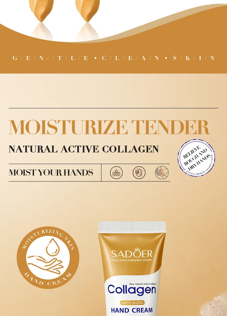 Collagen Anti-wrinkle Hand Cream Anti-drying Cracked Whitening Moisturizer Fade Fine Line Soft Smooth Repair Hand Foot Skin Care