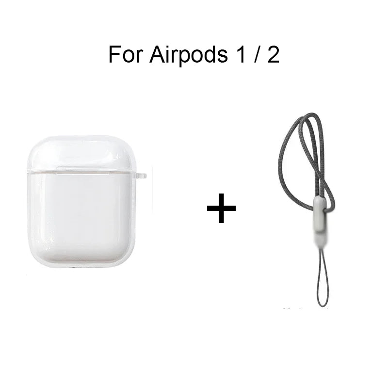 Clear Soft TPU Earphone Case for Airpods 4 3 2 1 Pro Pro2 Shockproof with Lanyard Strap for Airpods 4 Charging Case Cover