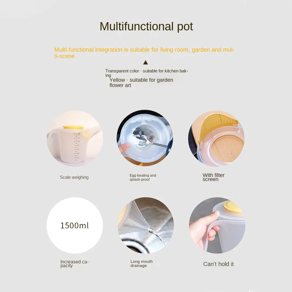 1500ml Measuring Cup Kitchen Baking Mixing Cup Scaled Filter Thicken Tip Mouth Liquid Measuring Tool