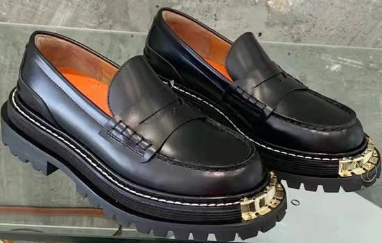 IOO Single Shoes 2025 Spring Winter Brand S Hundreds of Big Gold Teeth Tasseled Louboutins Mary Jane