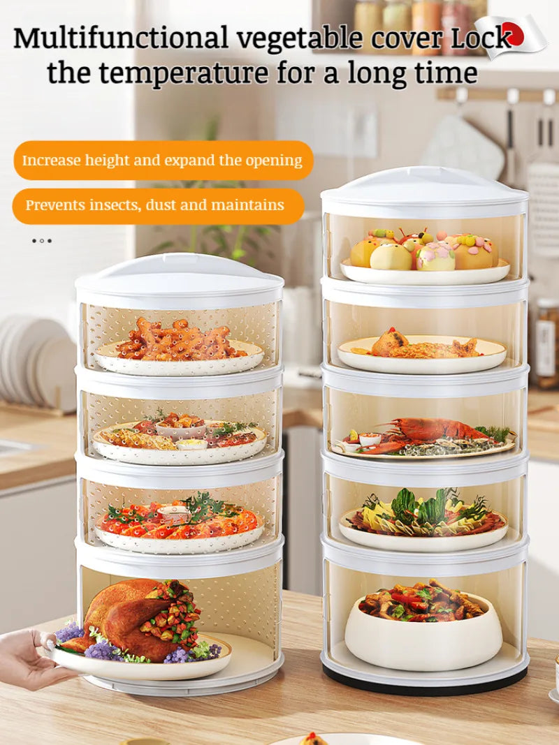 Household thermal dish cover Multilayer storage box leftovers dustproof table folding dish cover