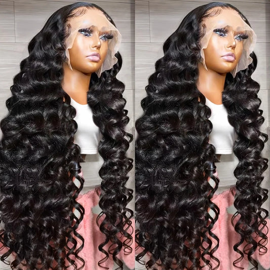 30 40 Inch Loose Wave 13x4 13x6 HD Lace Frontal Wig 250% Raw Hair Brazilian Deep Wave Curly Wigs Human Hair Preplucked For Women