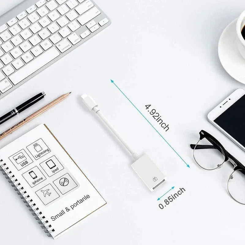 OTG Adapter For iPhone 16 15 14 13 12 Pro Max XR 8 Plus 8 Pin To USB Cable 3.0 Converter For Mouse Keyboard Camera Card Reader