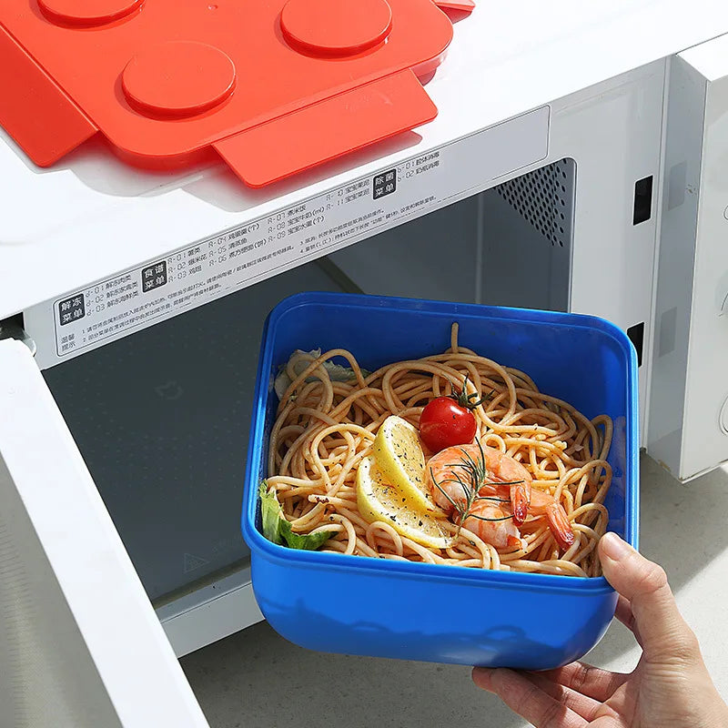 Creative DIY Building Block Lunch Box Modular Portable Bento Box for Children Student Sandwichs Fruit Salad Container Dinnerware