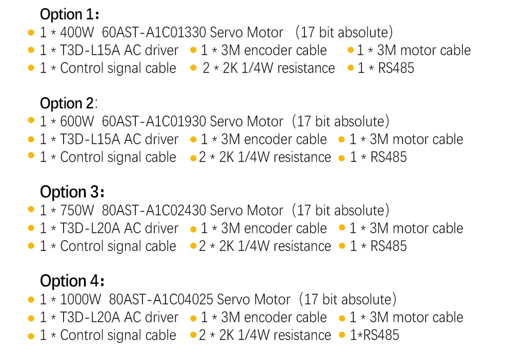 Brazil Shipped 400w 600w 750w 1000w Servo Motor 2500RPM 220V 110V + Servo Driver 3M Cables For CNC Support Pulse -10-10v Analog
