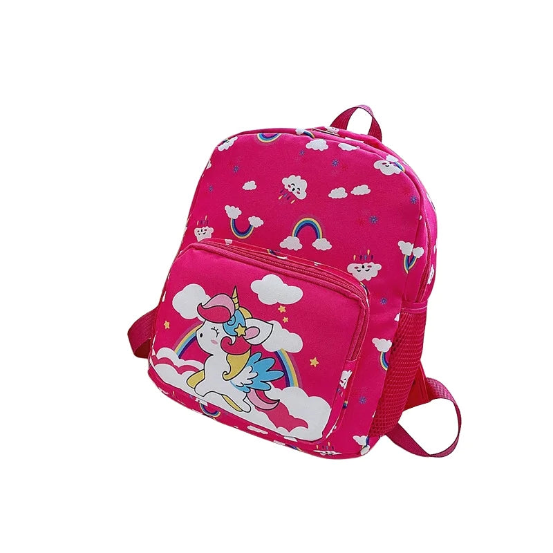 Nylon Waterproof Children's backpack, Cartoon Dinosaur/Unicorn Print, Suitable For Boys And Girls Aged 2-6
