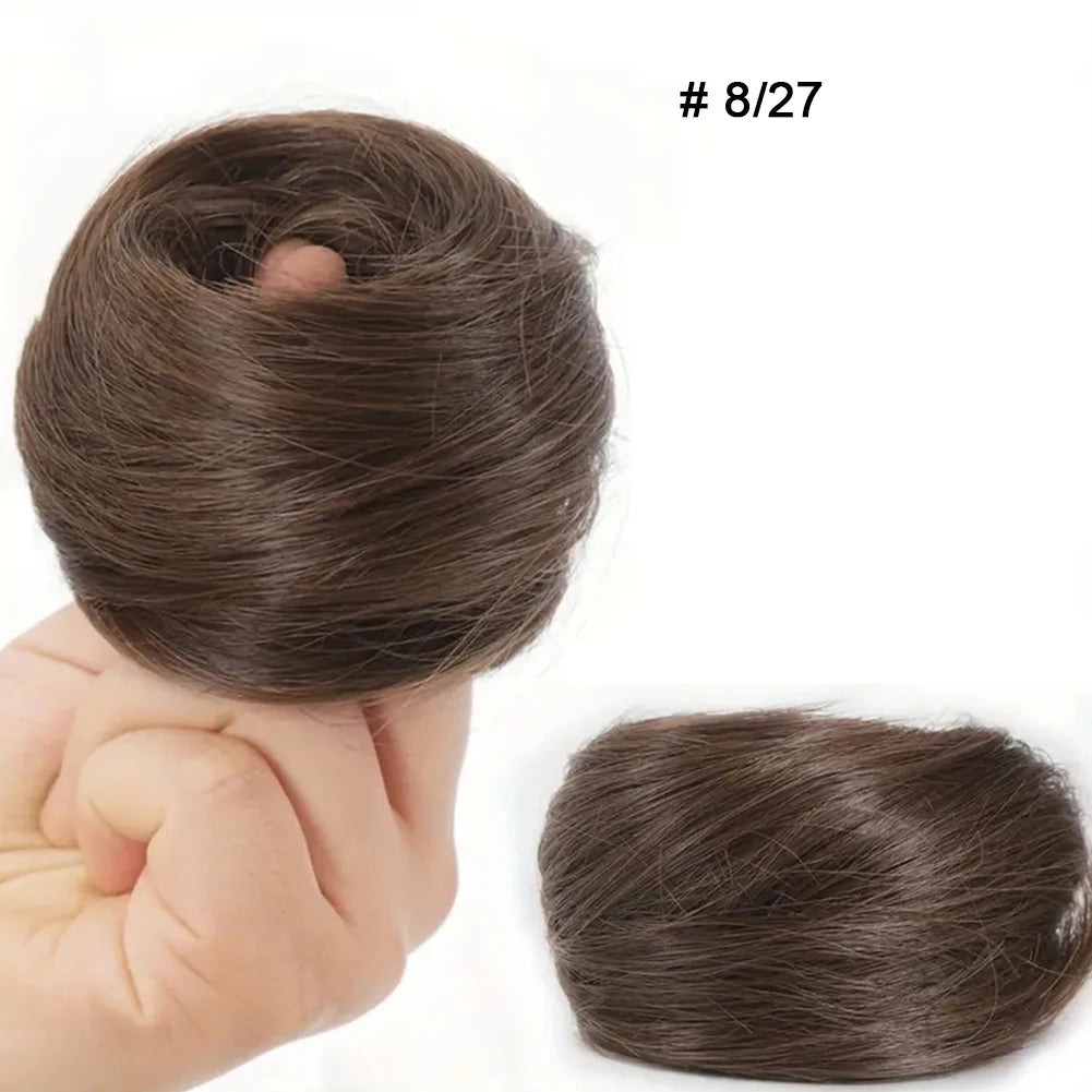 1Pc Synthetic Hair Bun Straight Chignon Elastic Rubber Band Fake Hair Clip in on Hair Tail Extension Updo Hair Piece Ponytail