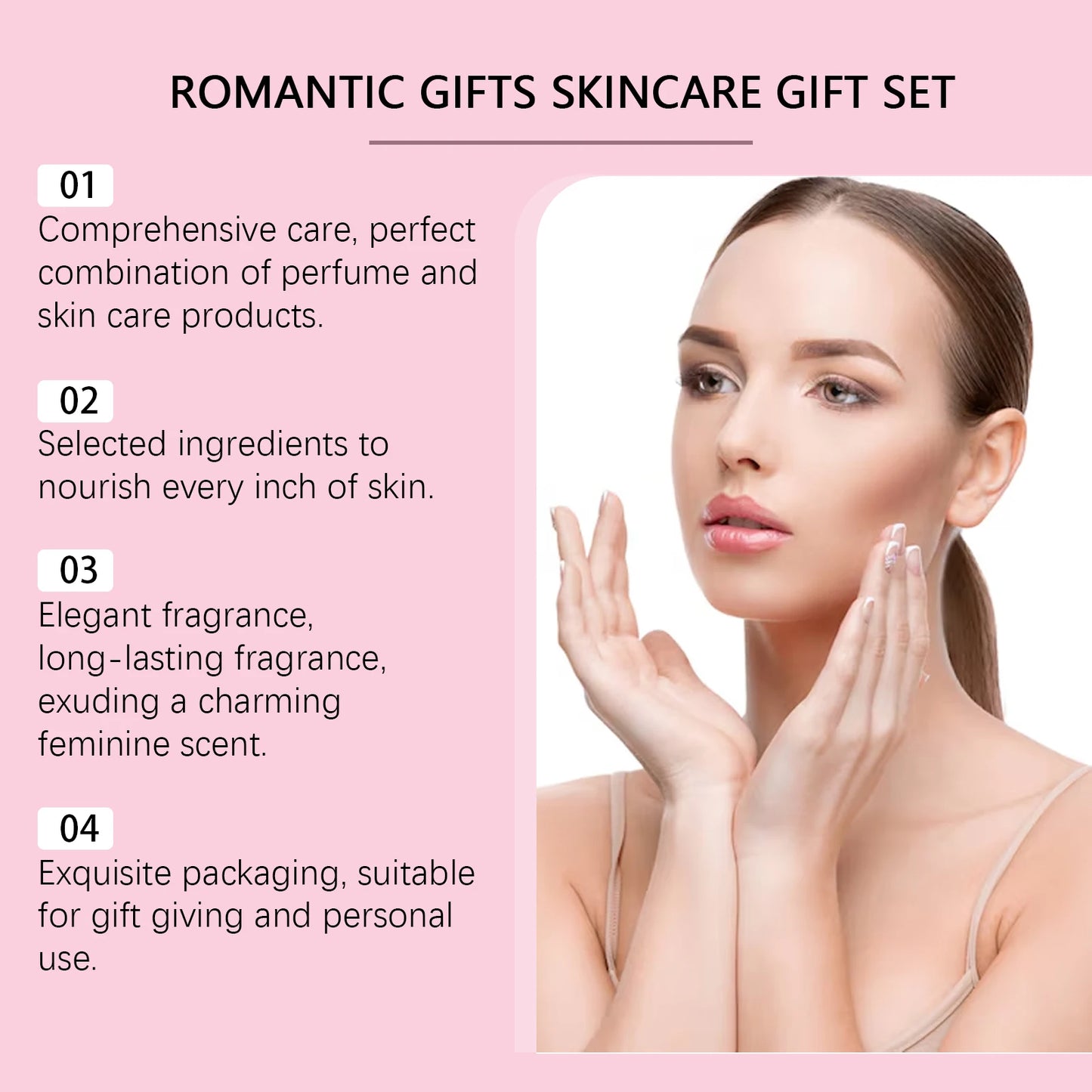 Pink Romantic Joyful Skincare Gift Box Improve Face Dullness Moisturize Firming Brighten Skin Fragrance Gift Box Set For Wome