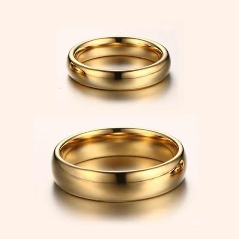 Fashion Simple Gold Plated Glossy Ring Classic Couple Banquet Exquisite Jewelry