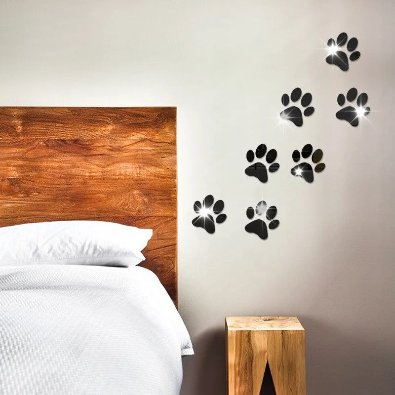 Creative DIY Cat Dog Claw Acrylic Stereo Wall Sticker 3D Crystal Footprint Pet Shop for kids Children Room Kindergarten Bedroom