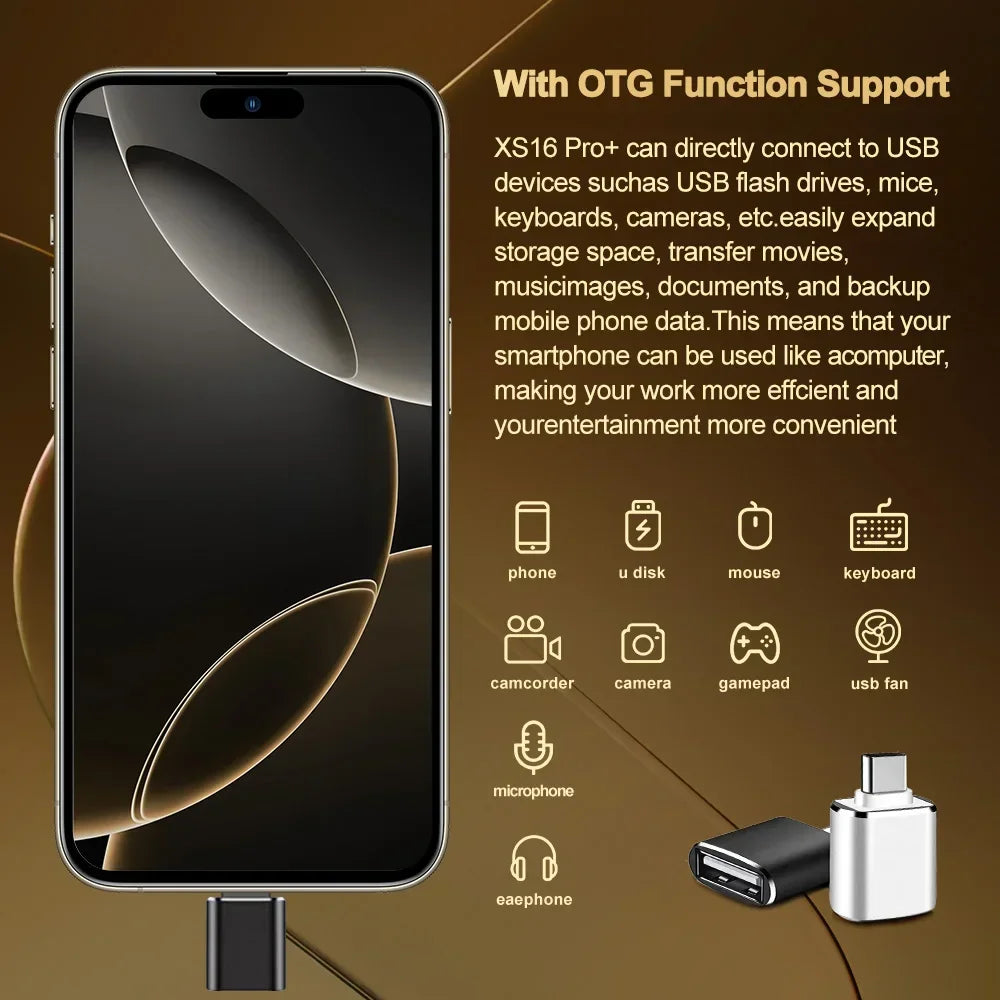 Original Mobile Phones Deals XS16 Pro+ Smartphone 7.3 inch Full Screen 4G 5G Cell Phone 8000mAh Brand New Phones Global Version