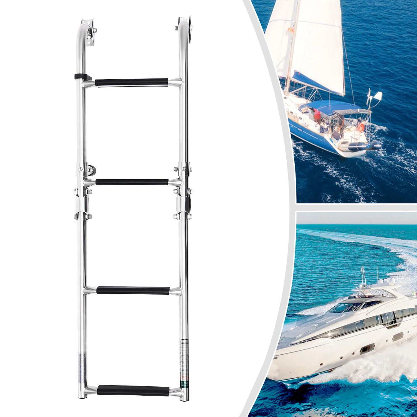 4 Steps Marine Deck Ladder Stainless Steel Telescoping Folding Marine Boat Drop Ladders