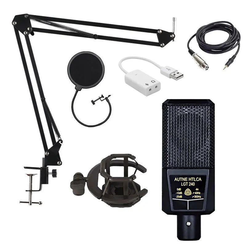 Professional Podcast Music Studio Recording Karaoke Condenser Microphone Game Live Broadcast KTV Sound Audio Card Kit for Stream
