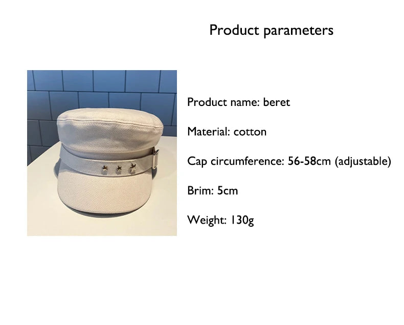 Women's Beret Black Star Hat Spring and Autumn Winter British Retro Fashion New Sea Military Style Korean Caps mother hats