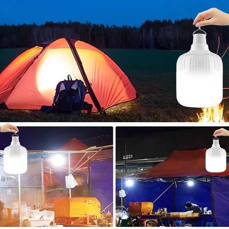Portable Camping Light USB Rechargeable LED Emergency Lamp Bulb Hook Up Tent Light Garden Lighting Fishing Lantern Night Lights