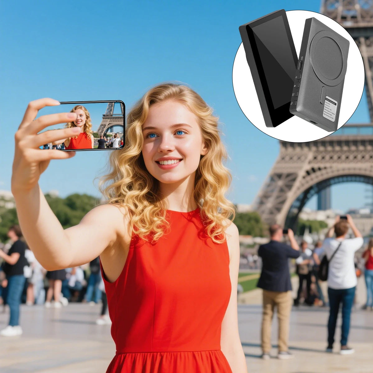 Wireless Magnetic Mount Vlog Selfie Monitor Screen Phone Rear Camera Selfie WiFi Bluetooth Connection for Selfie Live Vlog