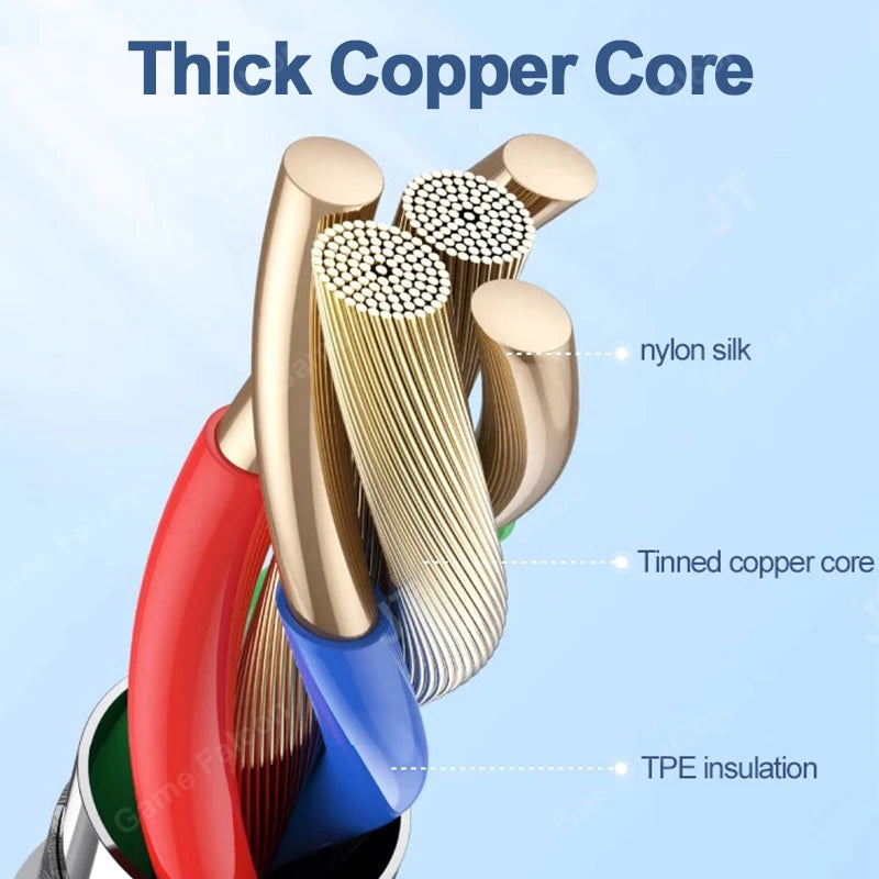 66W 6A Fast Charging USB Type C Cable For  Xiaomi 13 Huawei  P30 Notebook Dual USB C Fast Charger Cable Data Cables